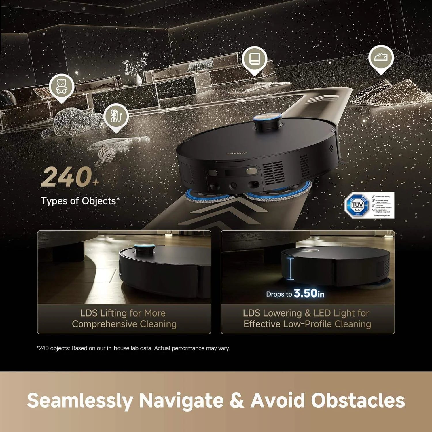 Robot Aspirateur Dreame Matrix 10 Ultra | Navigation LDS SLAM, Lavage IA et Base Auto-Vidante Intelligente