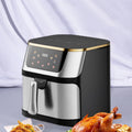 Friteuse à air chaud grande capacité 10 L, appareil électroménager multifonctionnel carré avec écran tactile numérique.