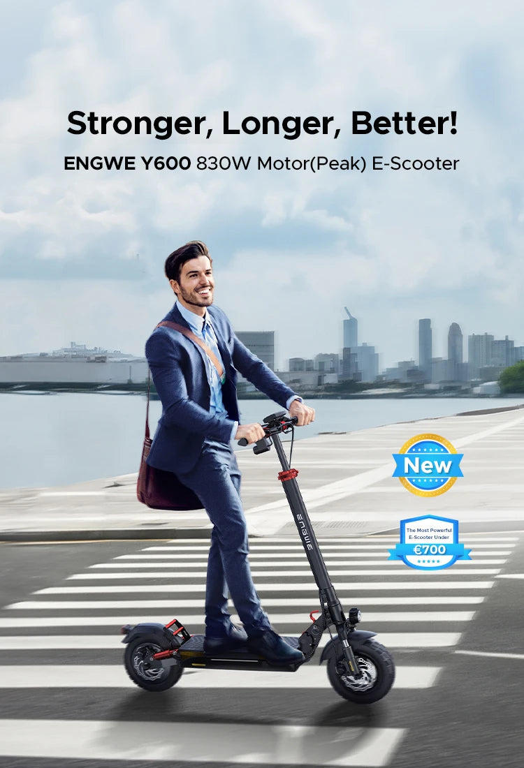 Trottinette électrique pliable et légère Y600, 500 W, 18 Ah, longue autonomie, étanche, suspension intégrale, livraison directe UE