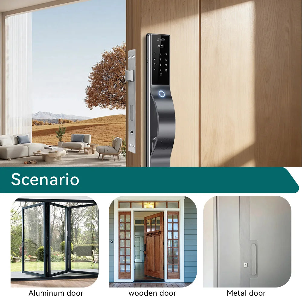 Serrure connectée ACCELLOCK WQ15, WiFi, Tuya, empreinte/visage/carte/code/clé, Grade C
