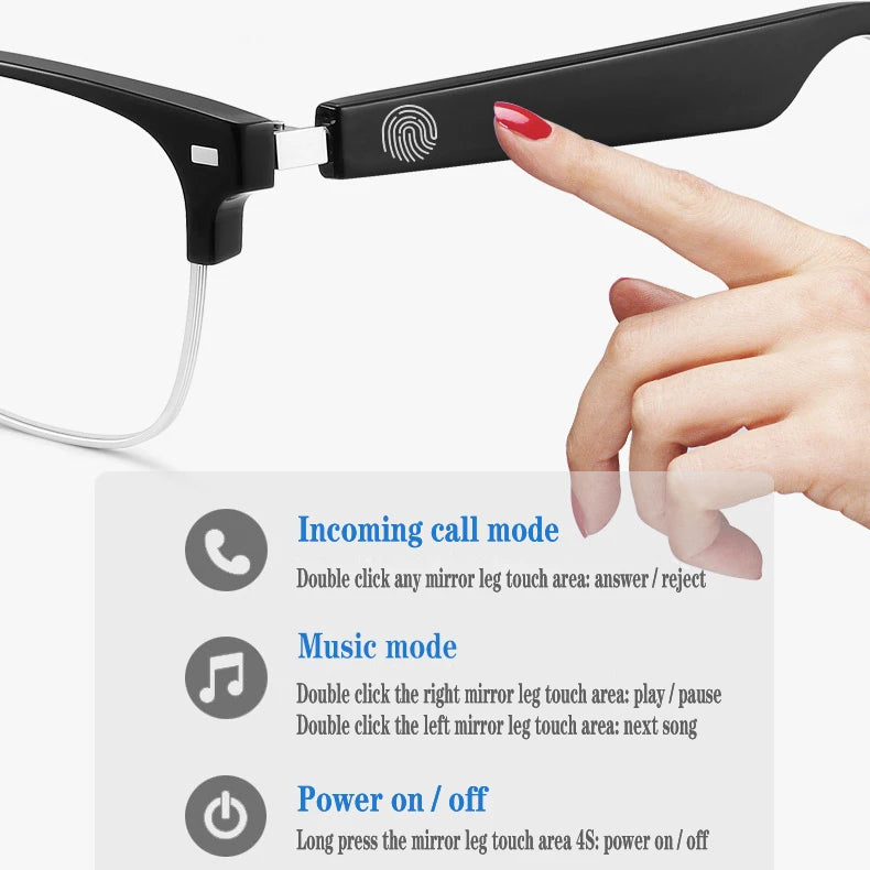 Lunettes Audio Bluetooth – Anti-Lumière Bleue, UV400, Unisexe & Haut-Parleur Intégré