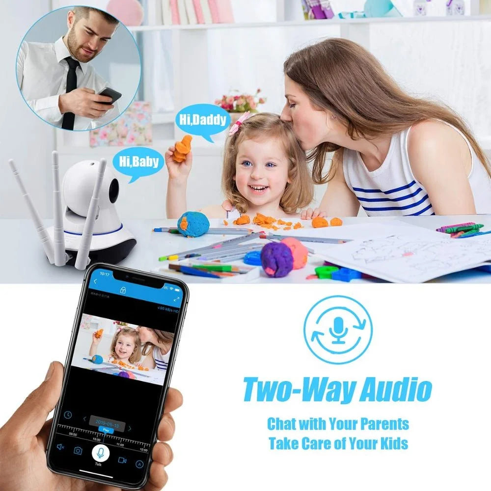 Caméra WiFi ESOE ES-012, 1080p, IP66, 365°, audio bidirectionnel, sirène, V380/Tuya