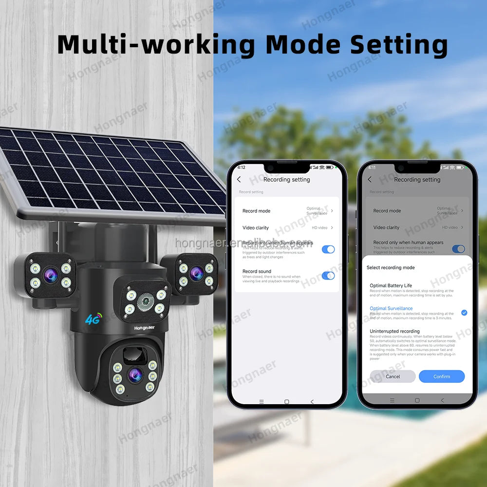 Caméra solaire PTZ 4G AOV Q1, 12 MP, IP65, audio bidirectionnel, Eseecloud, enregistrement 24/7