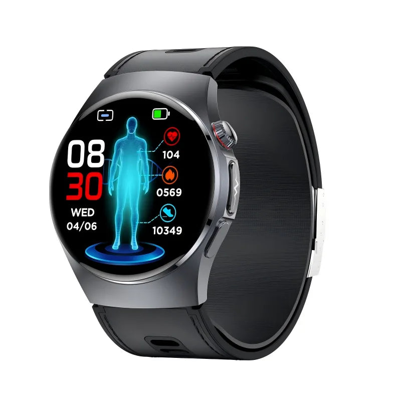 Montre Santé S201 – ECG, Tensiomètre Pompe à Air, NFC, SOS & Écran 1.56"