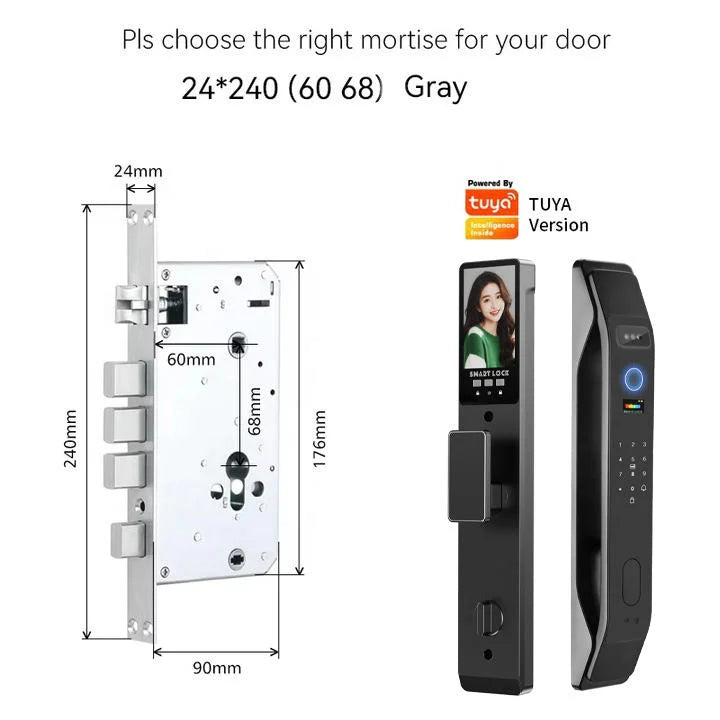 Serrure de porte intelligente Tuya : déverrouillage par empreinte numérique, mot de passe, télécommande, mot de passe numérique virtuel, contrôle par application 3D faciale. Utilisation à domicile et à l'hôtel.