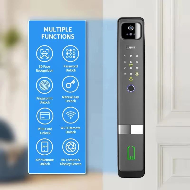 Serrure de porte automatique Easloc Cerradura WiFi Tuya avec empreinte numérique, caméra 3D et sonnette