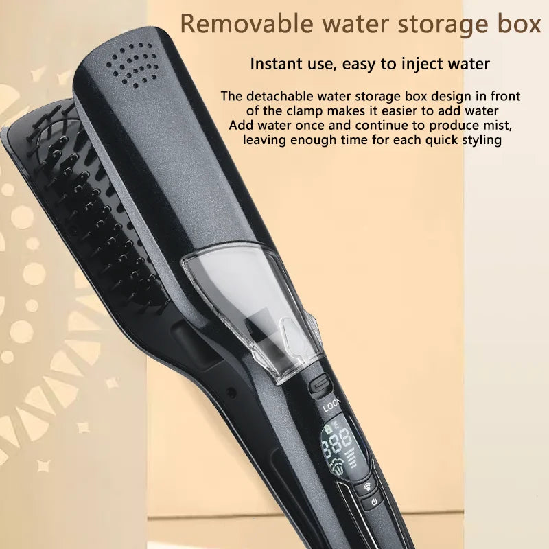 Brosse lissante professionnelle à air chaud, peigne lissant à température réglable, fer à lisser vapeur en céramique
