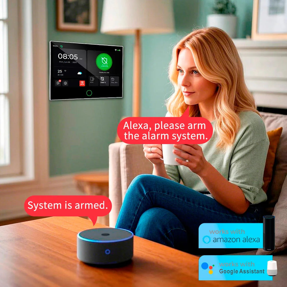 Système d'alarme antivol sans fil KERUI G74 WiFi 4G FSK Tuya Smart avec écran tactile IPS de 7 pouces
