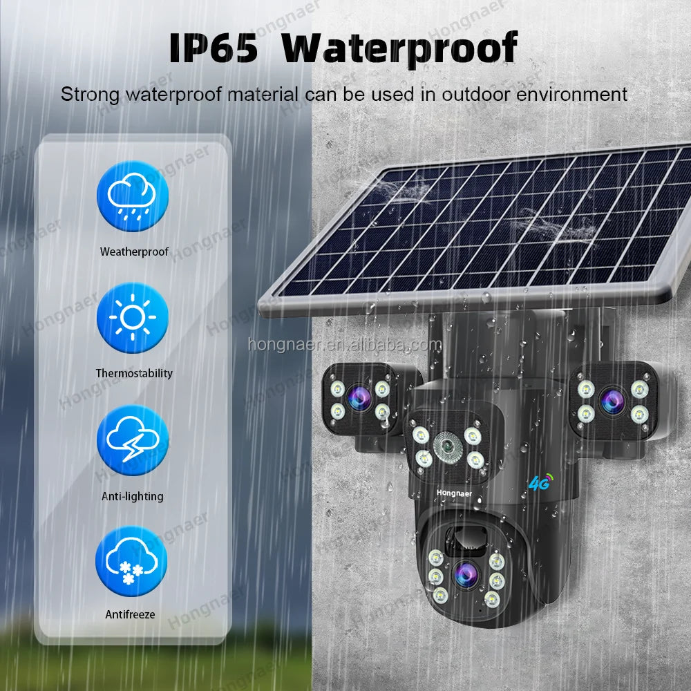 Caméra solaire PTZ 4G AOV Q1, 12 MP, IP65, audio bidirectionnel, Eseecloud, enregistrement 24/7