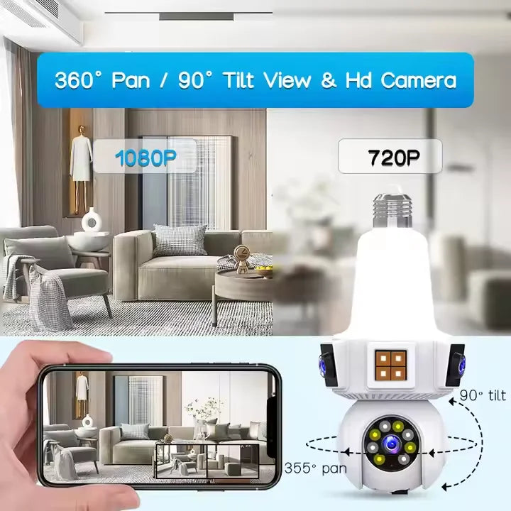 Caméra de Surveillance Wi-Fi 3 Objectifs | Vision Nocturne IR, Mini Caméra IP et Contrôle à Distance