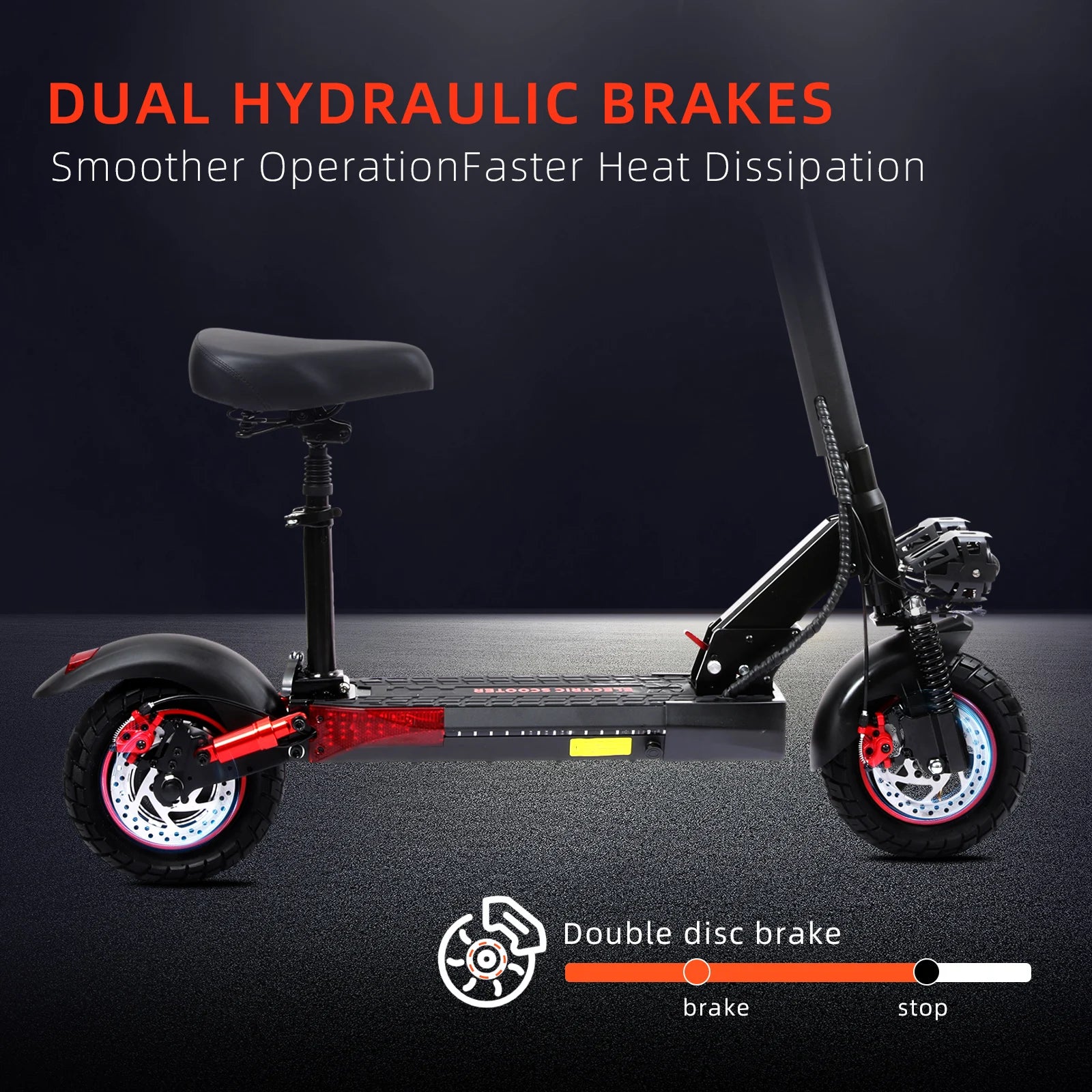 Trottinette électrique tout-terrain pliable et étanche IPX5, pneus larges 10 pouces, double suspension, autonomie de 45 km, entreposage UE, Royaume-Uni, États-Unis et Canada.