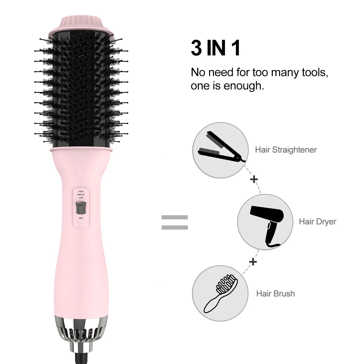 Peigne électrique ULELAY en livraison directe, 3 en 1 : sèche-cheveux, volumateur, lisseur et brosse à air chaud.