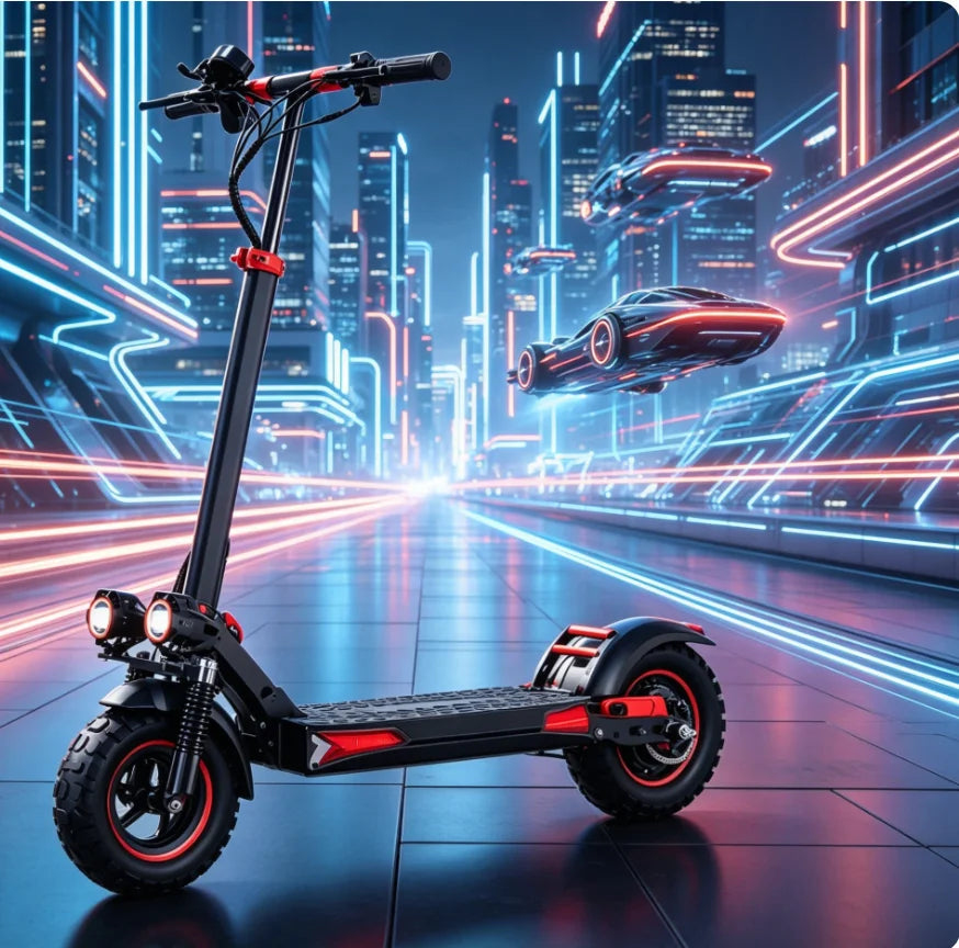 Trottinette électrique tout-terrain haute puissance pour adultes, double phare avant, gros pneus à crampons, suspension intégrale, pliable, vente en gros usine