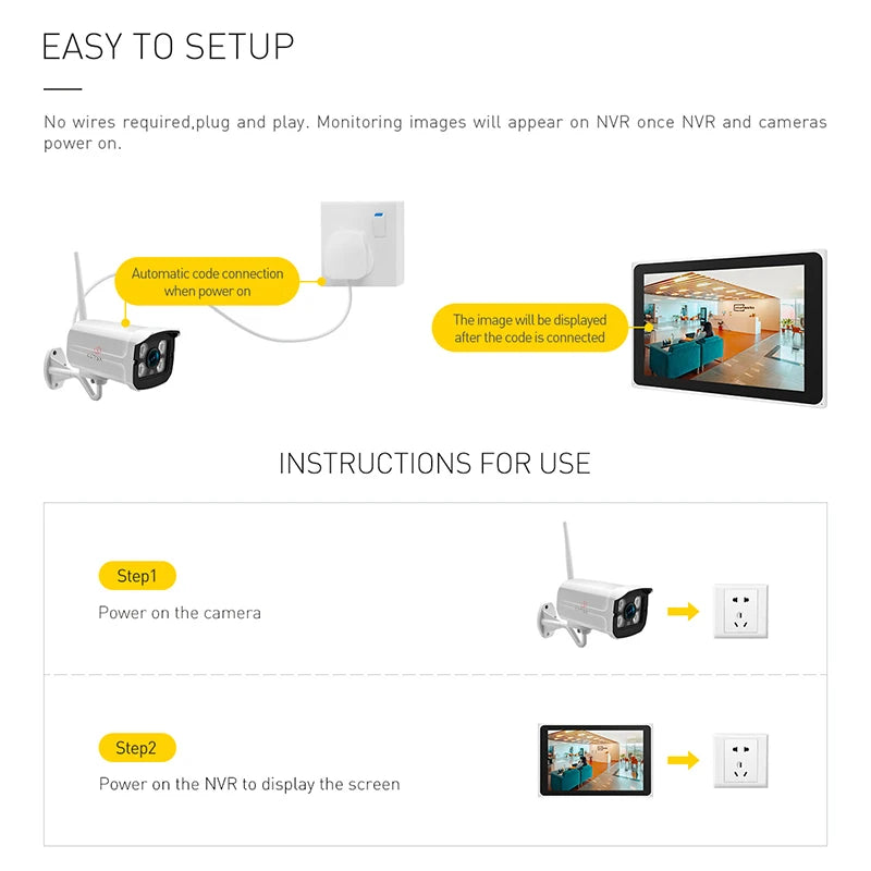 Kit NVR sans fil 3MP LCLCTEK TUYA SMART 4CH avec moniteur à écran LCD 10" et système de caméras de vidéosurveillance de sécurité