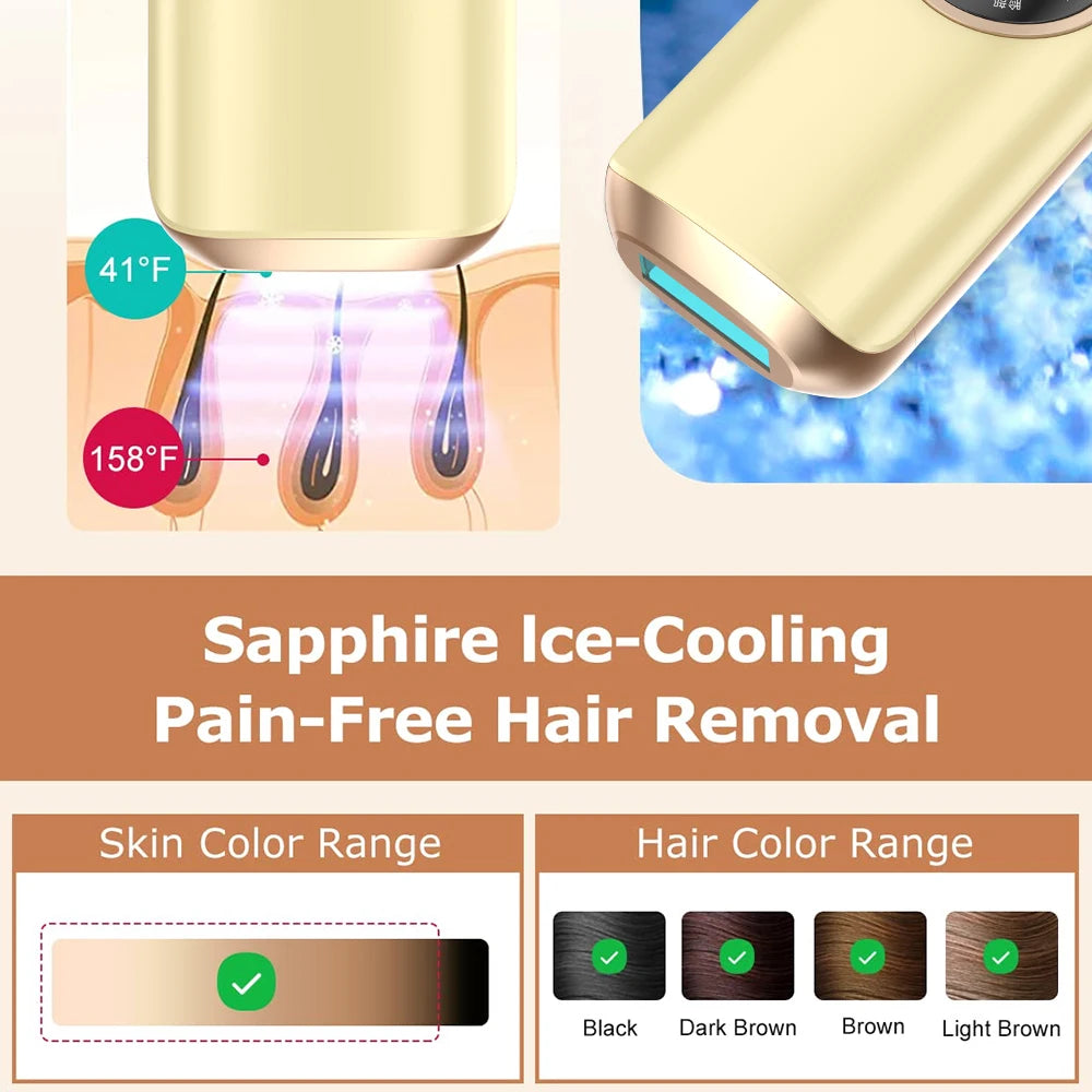 PAKISS Épilateur IPL | Refroidissement Sapphire Ice, Épilation Permanente à Domicile pour Visage et Corps