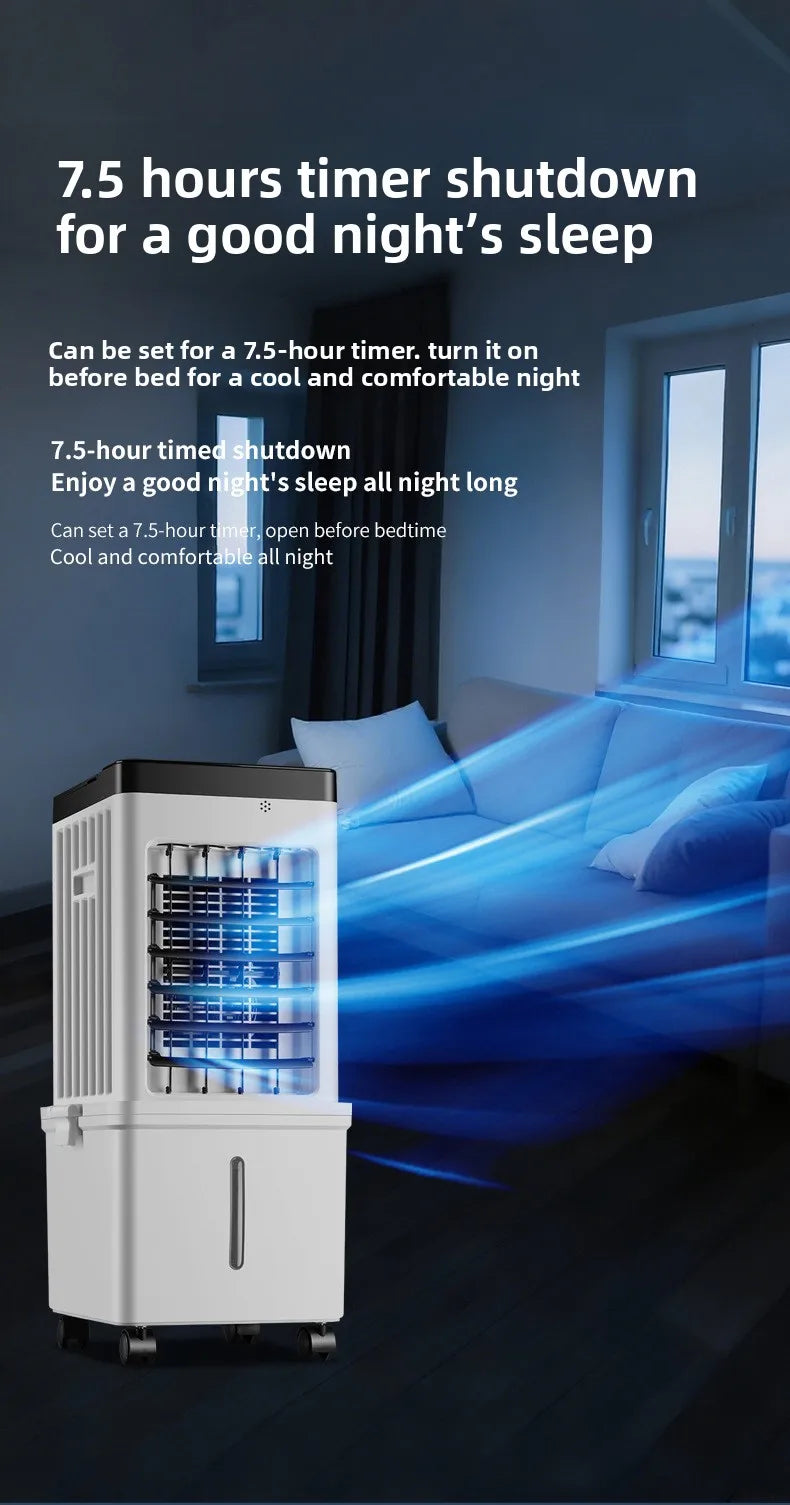 Ventilateur refroidisseur d'air par évaporation portable en plastique, alimenté par secteur, à 3 vitesses, pour la maison et le bureau