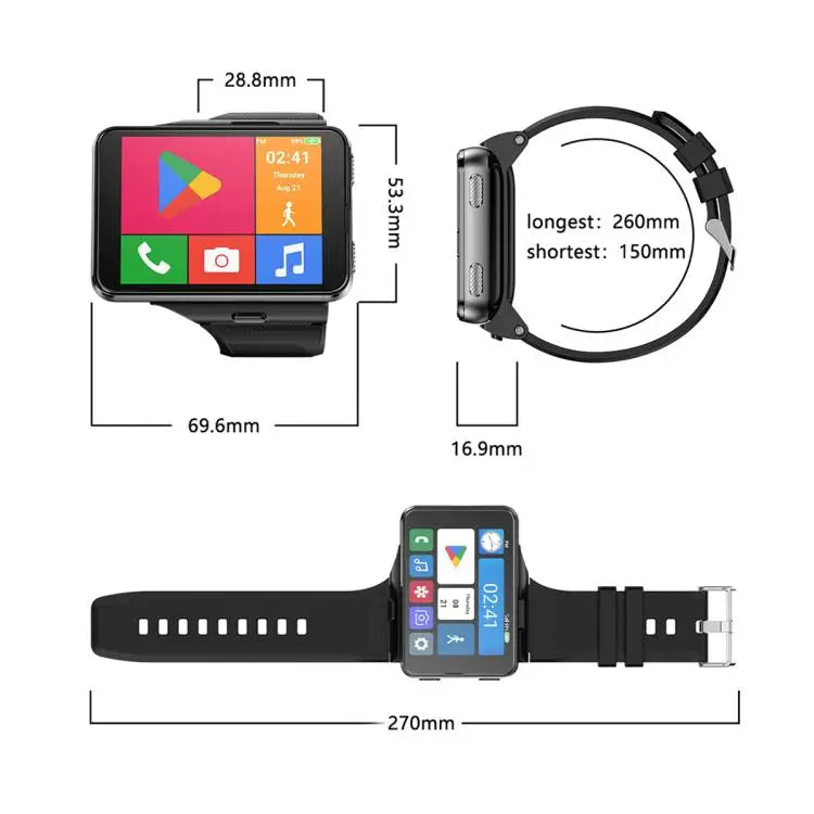 Montre Connectée 4G S999 – Android 11, 4Go+64Go, Déverrouillage Facial & Double Caméra