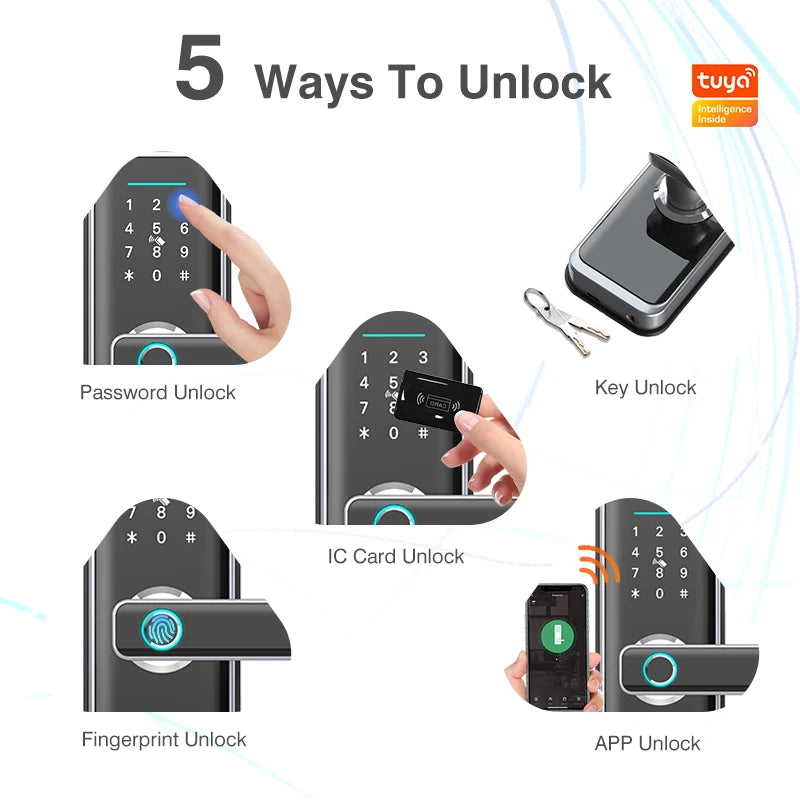 Serrure connectée Eseye OEM ODM Tuya avec application d'empreinte numérique et Wi-Fi.