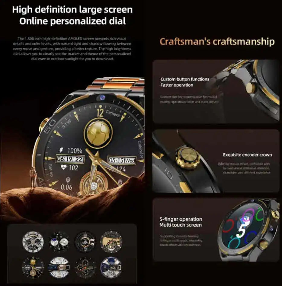 Montre connectée 4G Android 10 – 6 Go + 128 Go, processeur octa-core MTK6762, batterie 900 mAh et double caméra