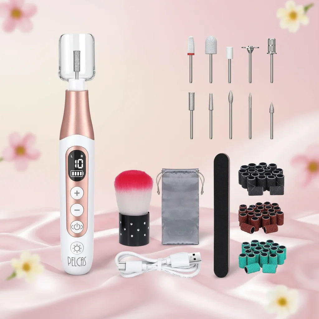 Lime à Ongles Électrique 45 000 RPM | Kit Manucure Portable avec UV, Recharge USB et Accessoires Professionnels