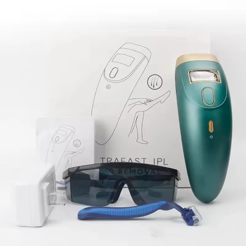 Épilateur laser IPL portable à 999 999 flashs pour une épilation définitive et indolore.