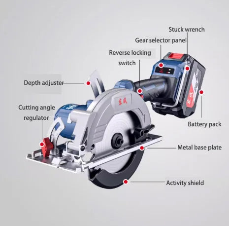 Scie circulaire sans balais 220 V, 1500 W, puissante scie électrique sans fil pour la coupe du bois, alimentation secteur/batterie en option, 5300 tr/min, profondeur de coupe de 64 mm