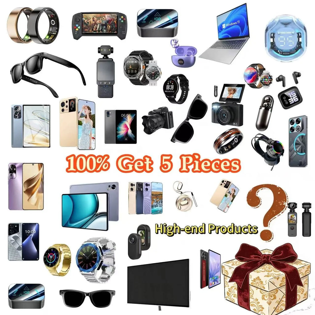 Coffret Mystère Électronique Avancée – 5 Pièces : Montre, Téléphone 5G, Écouteurs Surprise