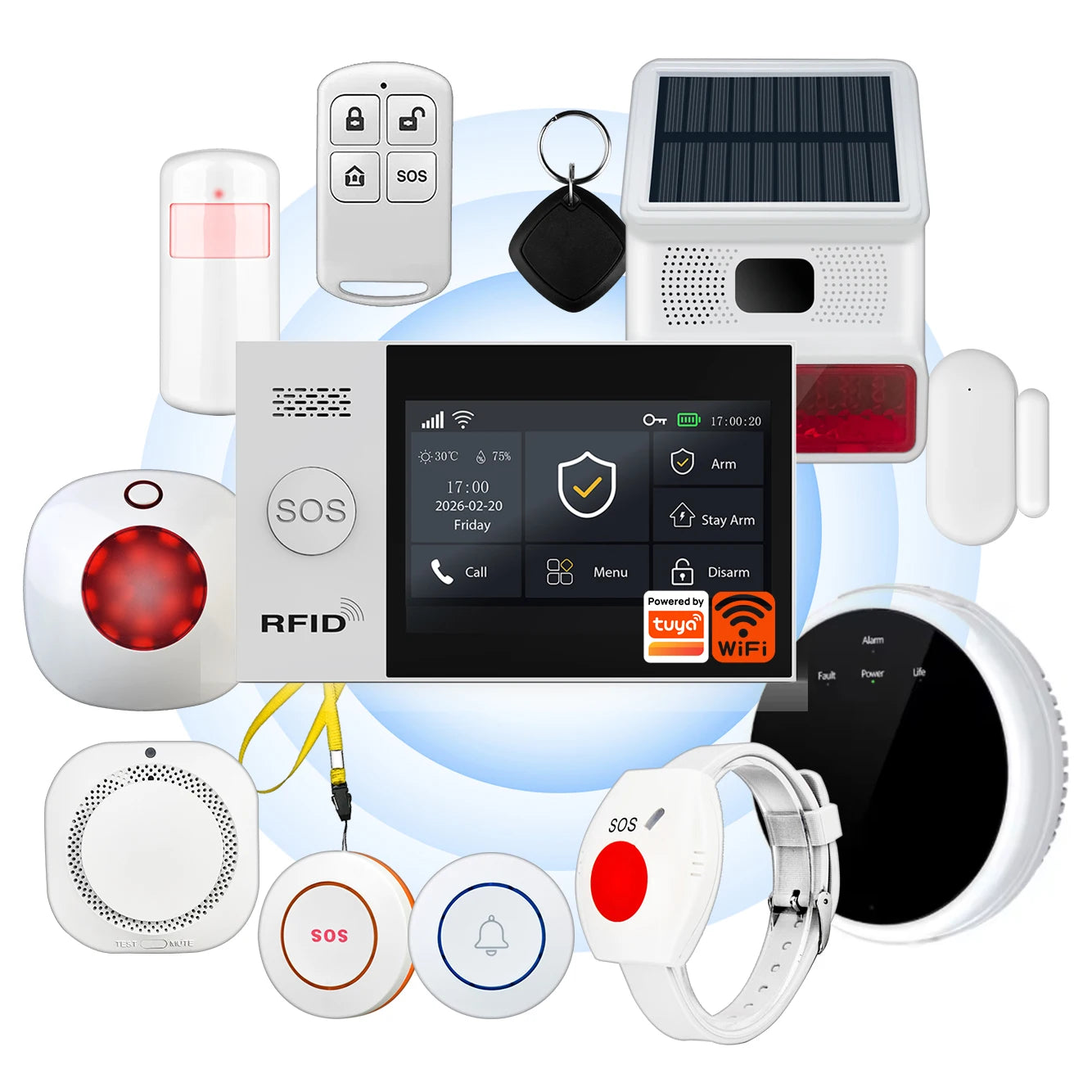 Système d'alarme de sécurité domestique intelligent Tuya TY-107 GSM avec alarme antivol portable 4G WiFi.