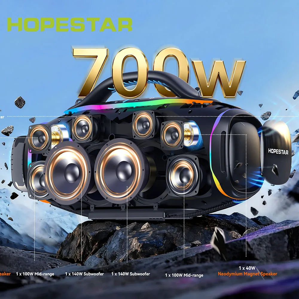 Enceinte Outdoor HOPESTAR A90 – 700 W, 8 CV, IPX6, RGB et Bluetooth 5.4