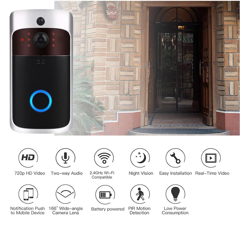 Sonnette vidéo sans fil V5 Smart Home Wifi avec caméra HD