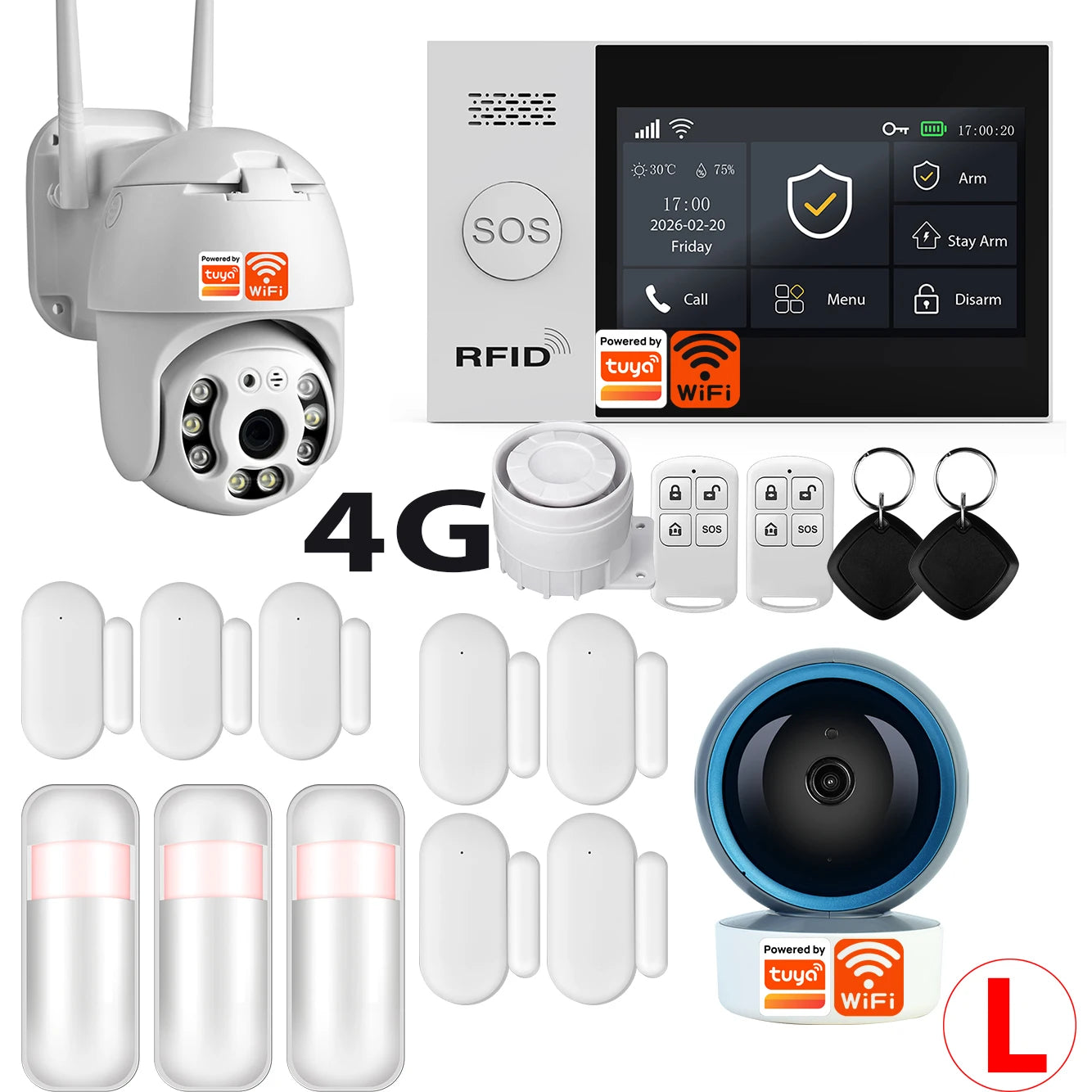 Système d'alarme de sécurité domestique intelligent Tuya TY-107 GSM avec alarme antivol portable 4G WiFi.