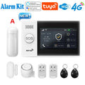 Système d'alarme de sécurité pour maison connectée Tuya, compatible GSM avec écran tactile, 4G, Wi-Fi et 433 MHz, matériau ABS, contrôlable via Alexa et l'application Smart Life.