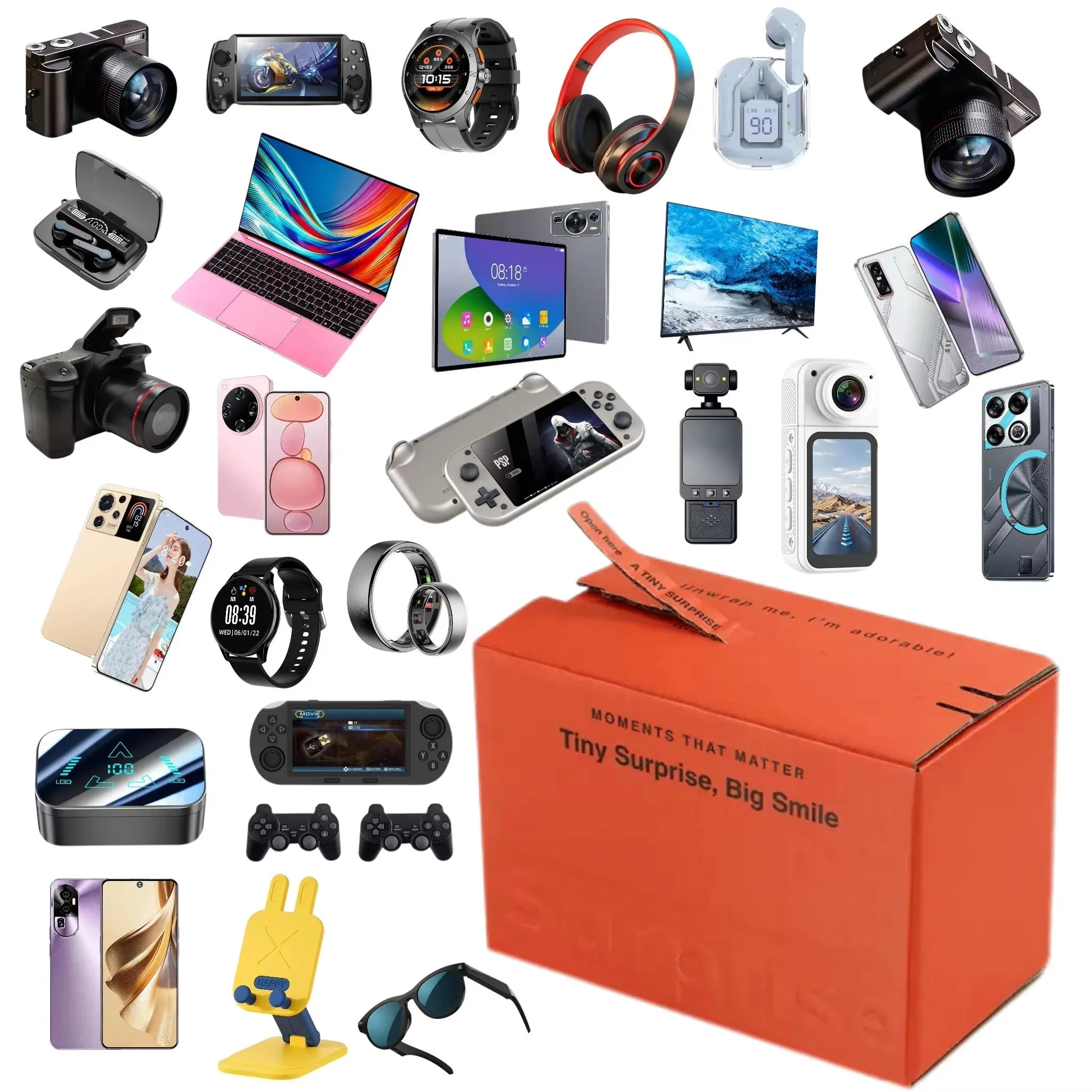 Coffret Mystère Électronique 5 Pièces 2026 – Montre 5G, Casque, Smartphone Premium