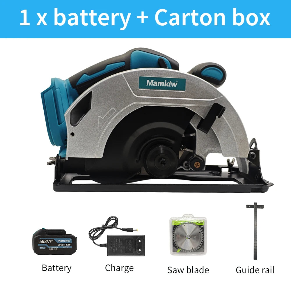 Scie électrique circulaire Mamidw 7'' avec profondeur de coupe réglable, double protection anti-éclaboussures, pour batterie 18 V