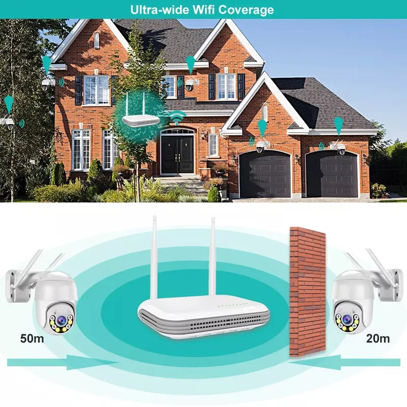 Kit vidéosurveillance WiFi 4 canaux NVR IC04CH, IP66, H.265, vision nocturne, iCSee