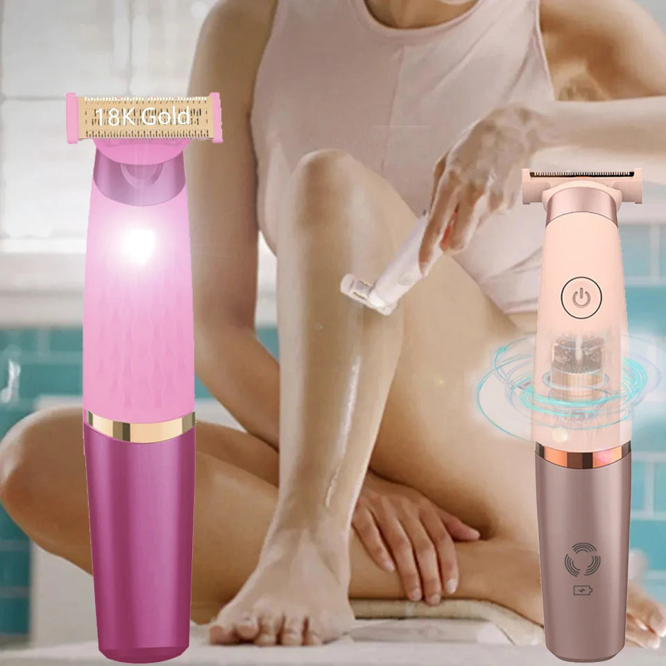 Épilateur électrique LED automatique avec lames détachables pour le dos et la lingerie féminine