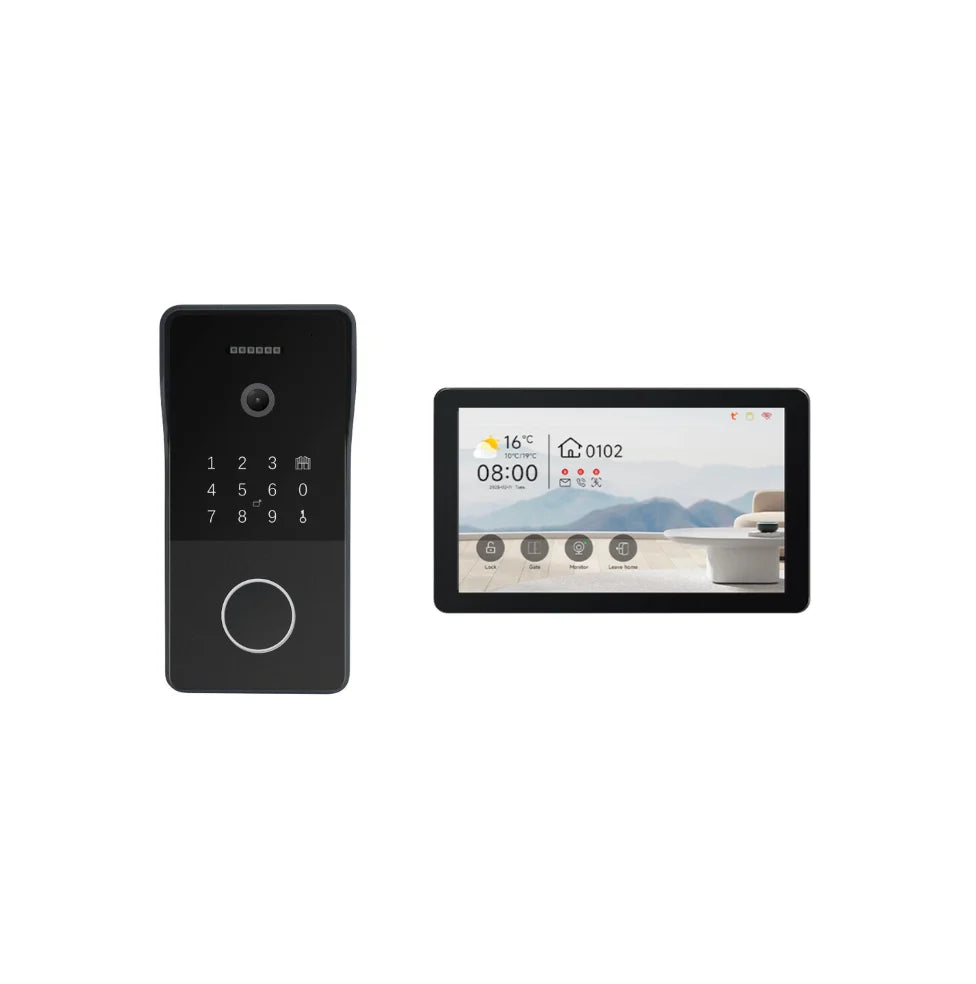 Système d'interphone Hiwink Smart Villa avec sonnette vidéo étanche 2K, moniteur intérieur à écran tactile 7 pouces et compatible Tuya.