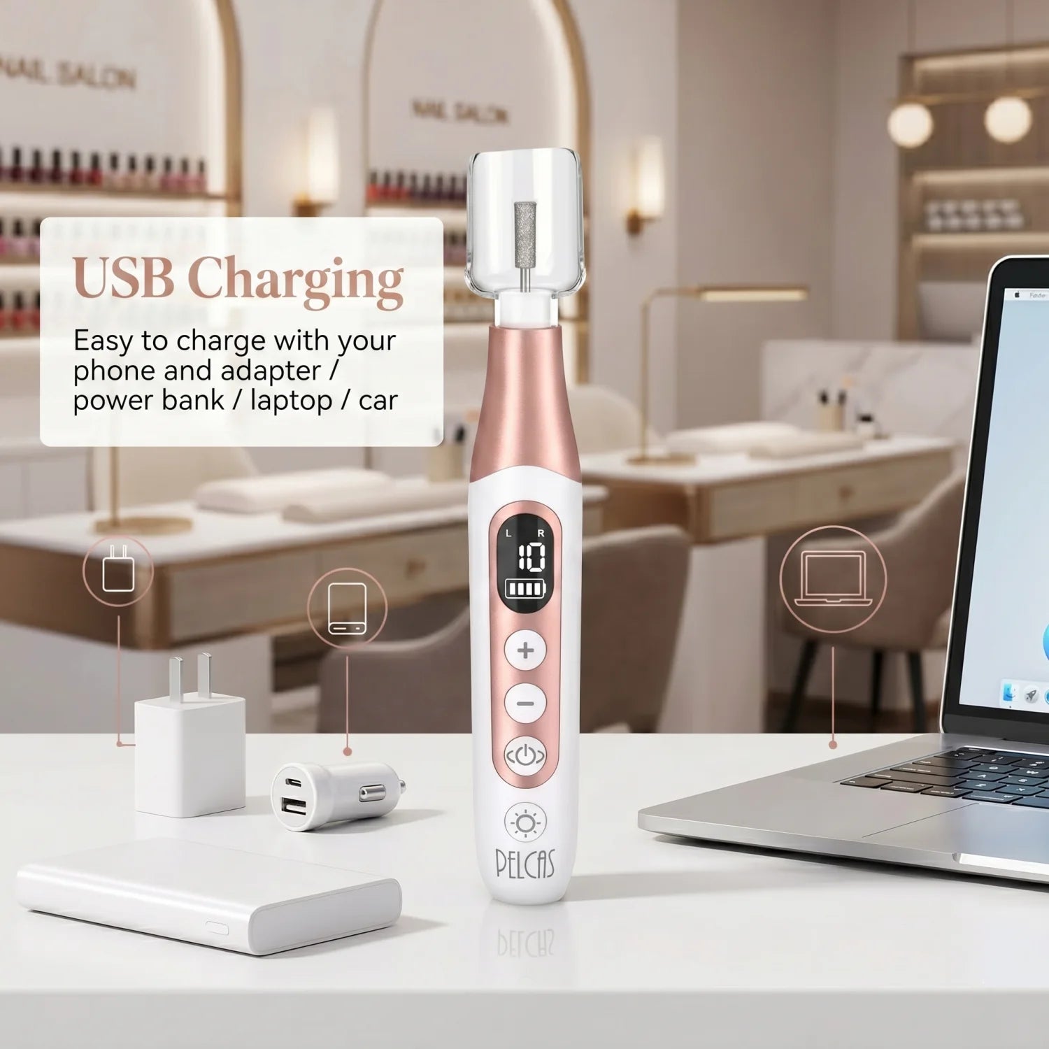 Lime à Ongles Électrique 45 000 RPM | Kit Manucure Portable avec UV, Recharge USB et Accessoires Professionnels