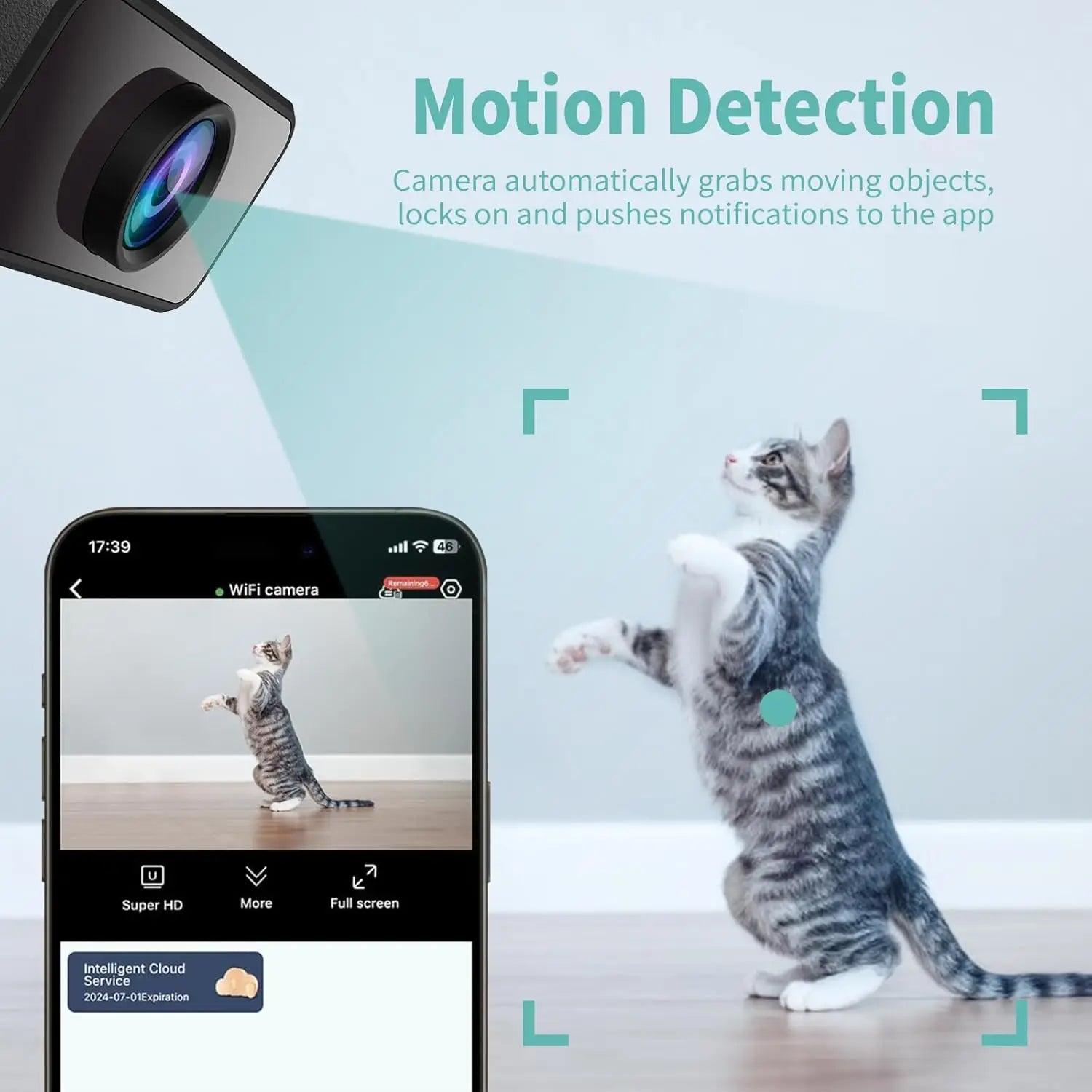 Mini caméra sans fil HD 1080p avec détection de mouvement et vision nocturne - Caméra de sécurité IP CCTV pour la maison