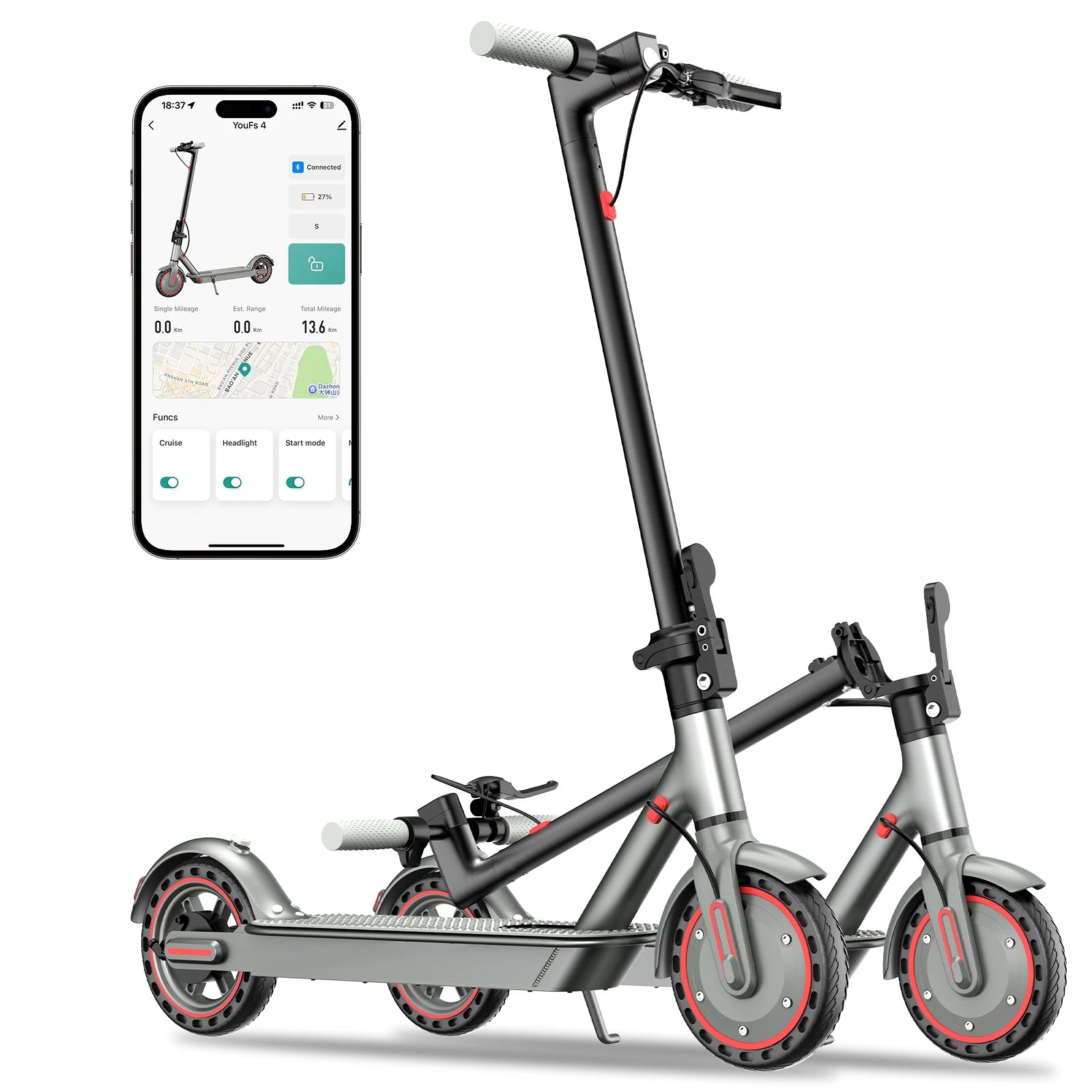 Trottinette électrique adulte pliable, vitesse maximale 25 km/h, autonomie de 34 km, batterie lithium 36 V 10,5 Ah