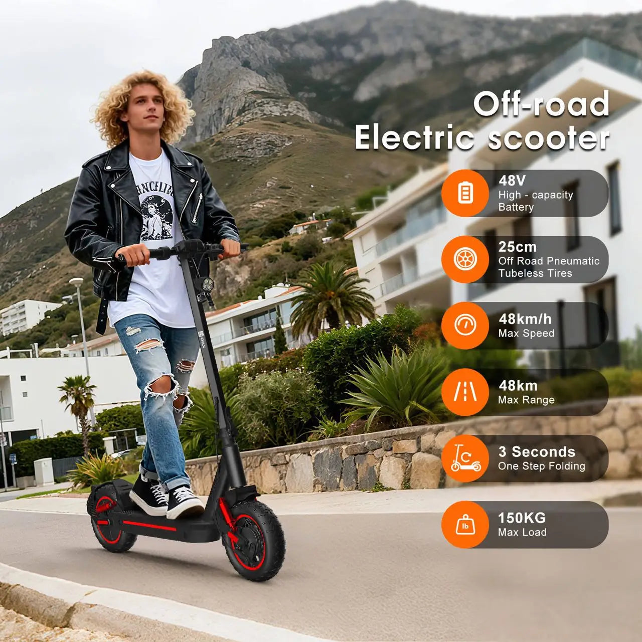Trottinette électrique à deux roues, pliable rapidement, avec moteur sans balais de 750 W, cadre personnalisable, roues de 10 pouces, capteur, écran LCD, vitesse maximale de 30 km/h et autonomie de 45 à 50 km.