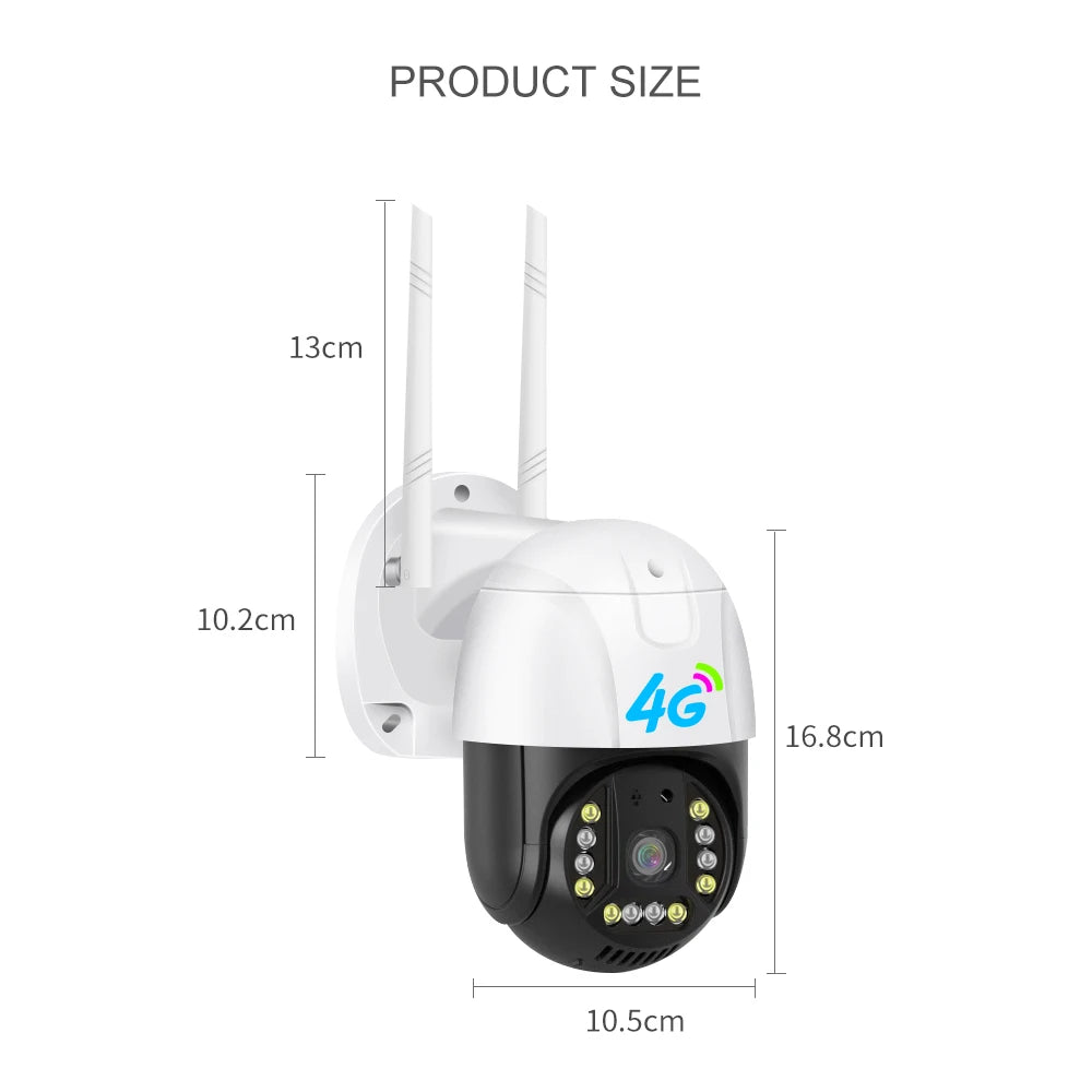 Caméra de surveillance extérieure dôme IP PTZ 3MP HD 3G avec carte SIM 4G et vision nocturne