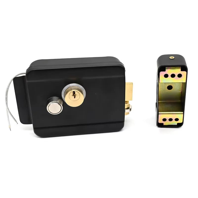 Serrure de porte électrique à double cylindre haute sécurité, compatible avec les clés intelligentes pour la maison connectée (intérieur/extérieur), 12 V.
