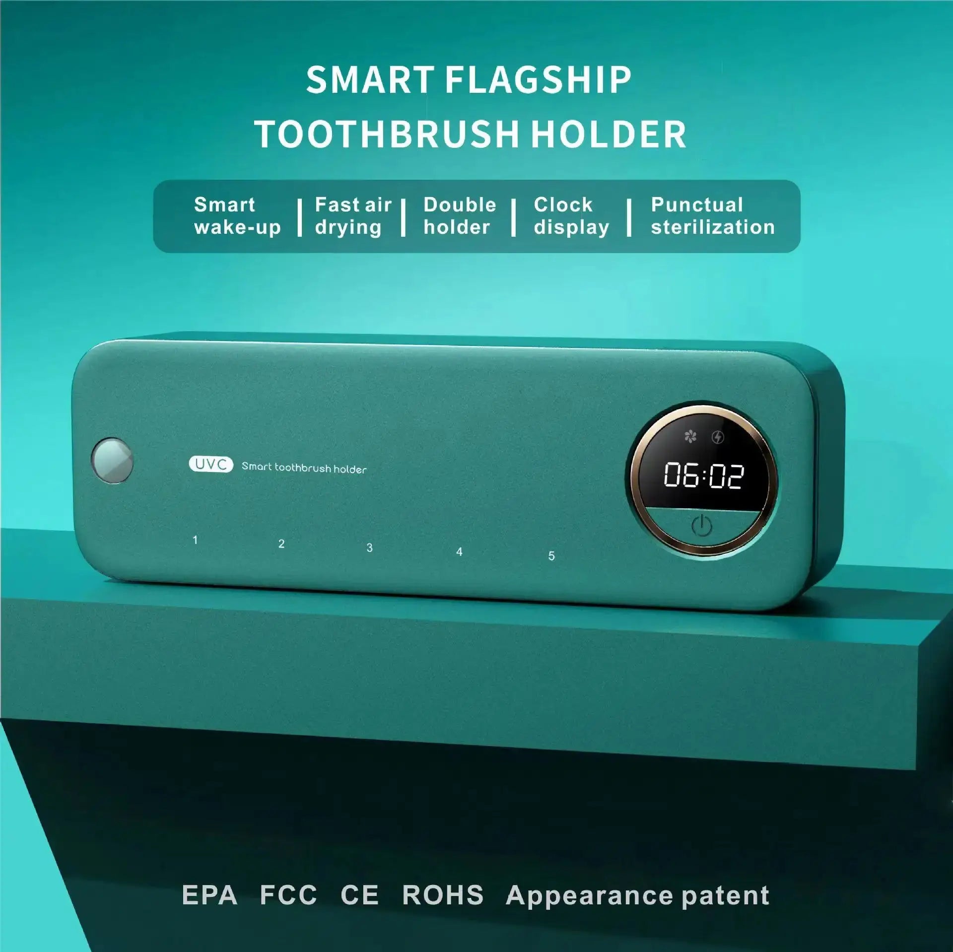 Stérilisateur UV brosse à dents Smileviva HLS-Y3, 6 min, 3600 mAh, USB Type-C, capteur intelligent
