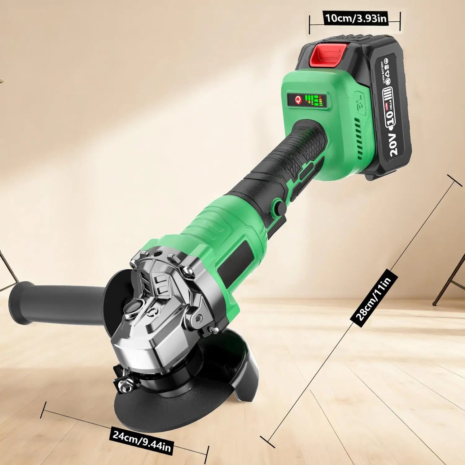 Meuleuse d'angle sans fil 20 V sans balais, 8 100 tr/min, usage industriel, avec disque à meuler.