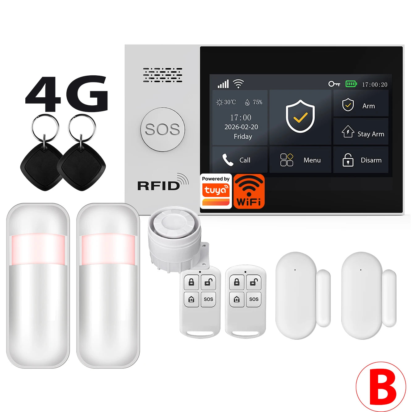 Système d'alarme de sécurité domestique intelligent Tuya TY-107 GSM avec alarme antivol portable 4G WiFi.