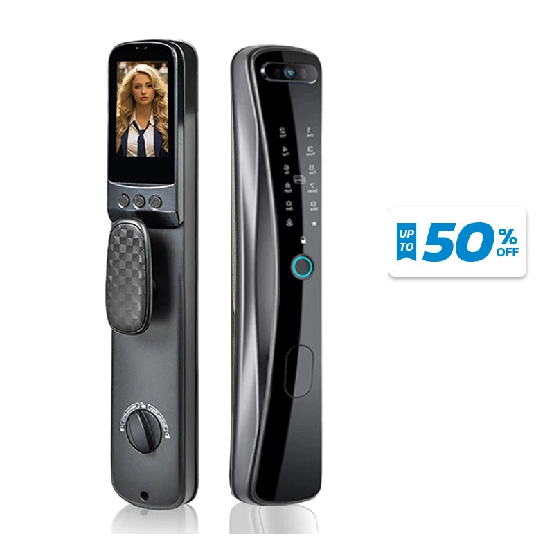Serrure à empreinte digitale automatique Kadonio, serrure connectée Tuya avec reconnaissance faciale 3D et sonnette.