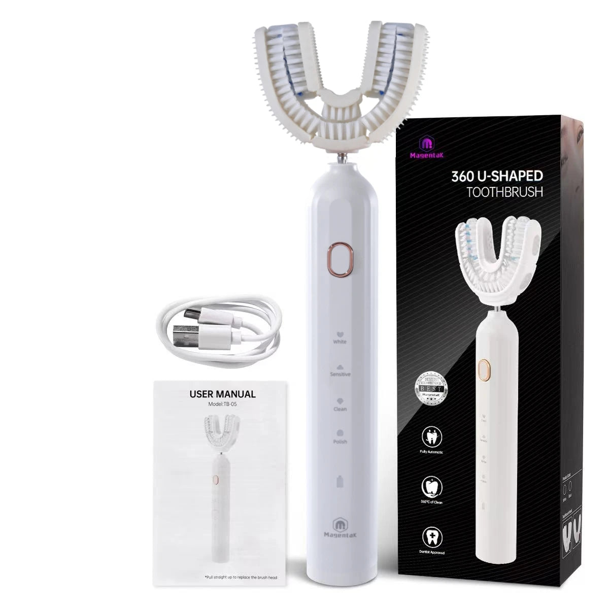 Brosse à Dents Sonique 360° en U | Hygiène Bucco-Dentaire, Nylon Souple et Blanchiment Dentaire à Domicile