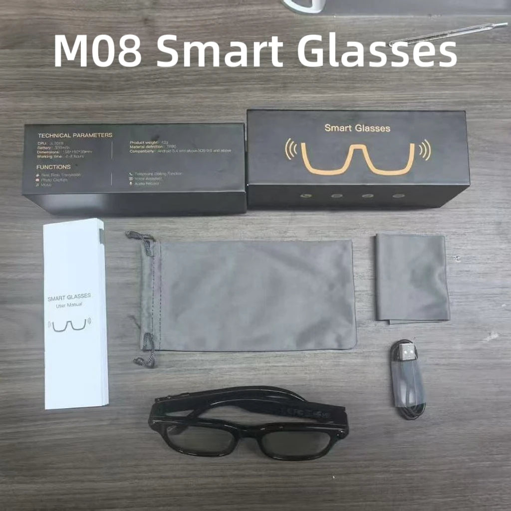 Lunettes IA M08 – Assistant Vocal, Musique, Photo & Vidéo | IP65