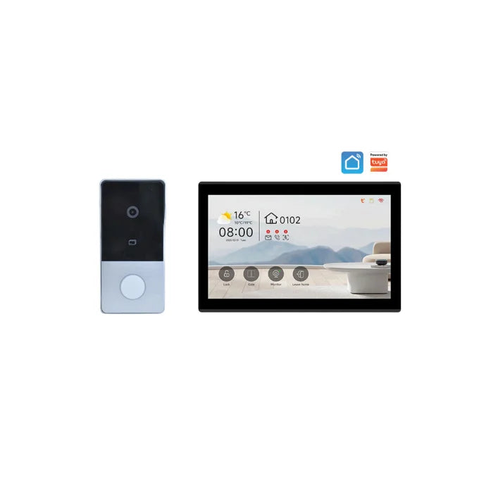Système d'interphone Hiwink Smart Villa avec sonnette vidéo étanche 2K, moniteur intérieur à écran tactile 7 pouces et compatible Tuya.
